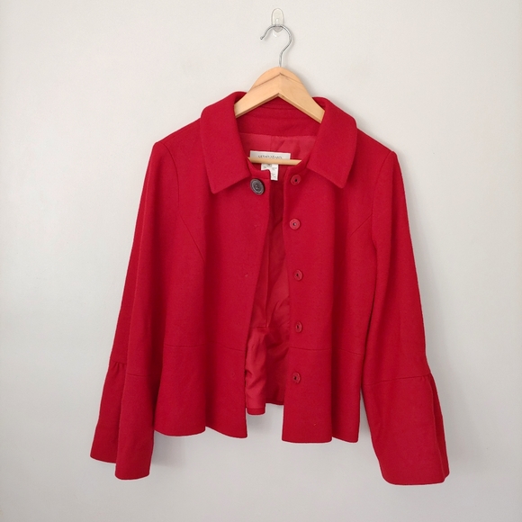 Gerard Darel Wool Button Up Collared Jacket Red Size 8 - Picture 3 of 16